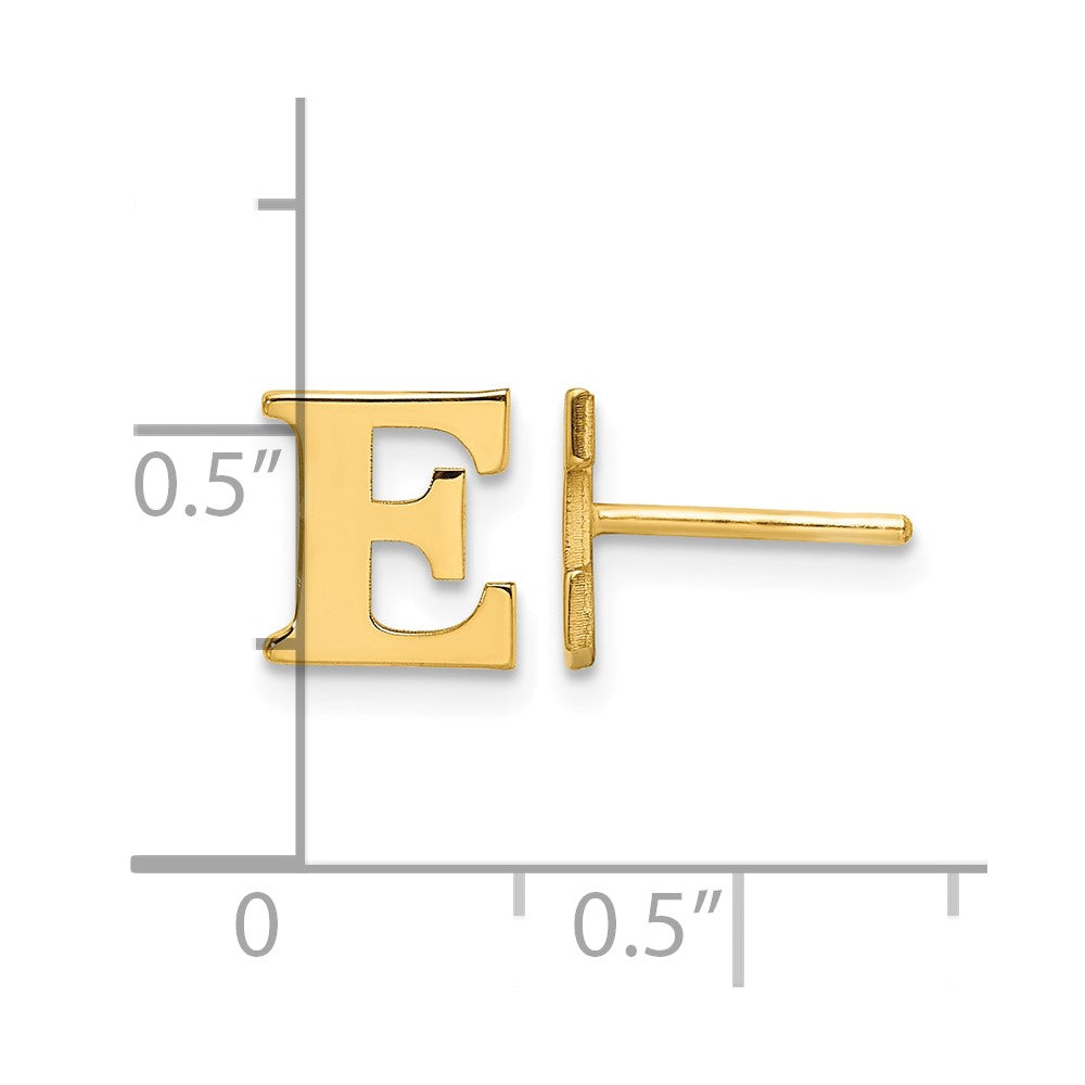 Sterling Silver Gold-plated Letter E Initial Post Earrings