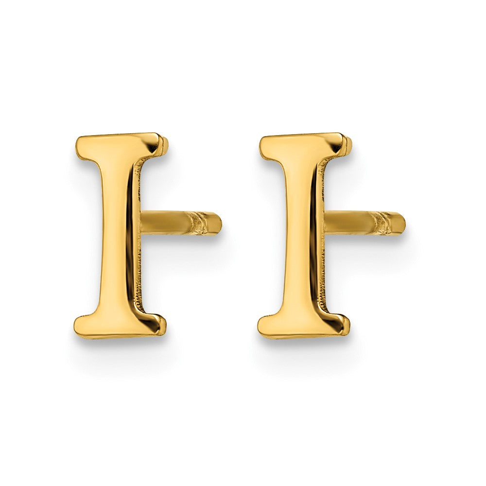 Sterling Silver Gold-plated Letter I Initial Post Earrings