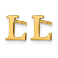 Sterling Silver Gold-plated Letter L Initial Post Earrings