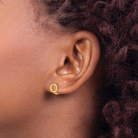 Sterling Silver Gold-plated Letter Q Initial Post Earrings