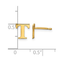 Sterling Silver Gold-plated Letter T Initial Post Earrings