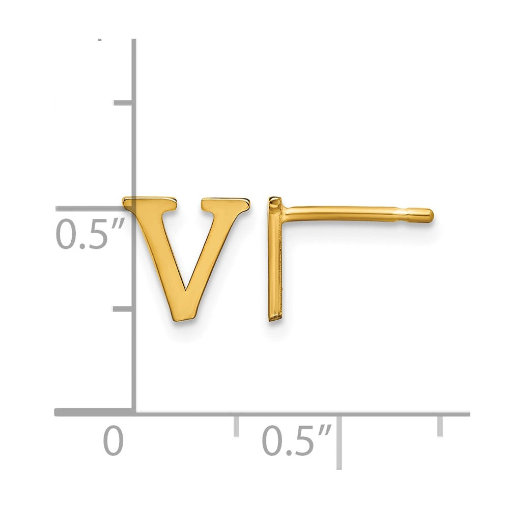 Sterling Silver Gold-plated Letter V Initial Post Earrings