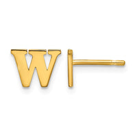 Sterling Silver Gold-plated Letter W Initial Post Earrings