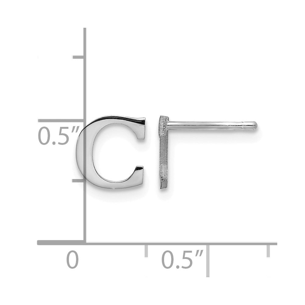 Sterling Silver Rhodium-plated Letter C Initial Post Earrings