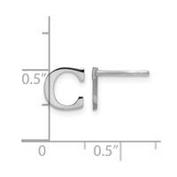 Sterling Silver Rhodium-plated Letter C Initial Post Earrings