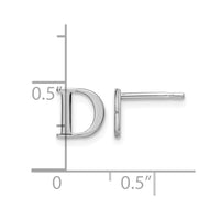 Sterling Silver Rhodium-plated Letter D Initial Post Earrings