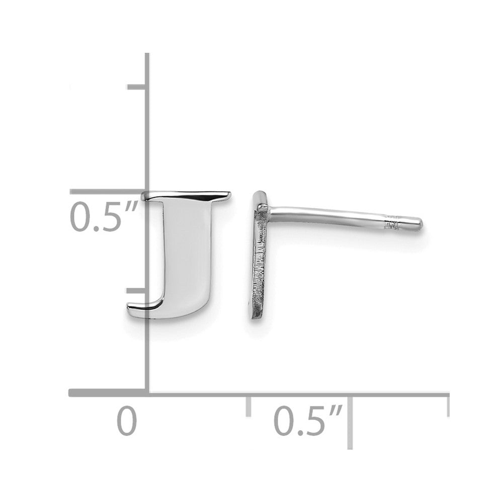 Sterling Silver Rhodium-plated Letter J Initial Post Earrings