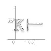 Sterling Silver Rhodium-plated Letter K Initial Post Earrings