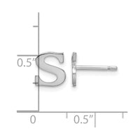 Sterling Silver Rhodium-plated Letter S Initial Post Earrings