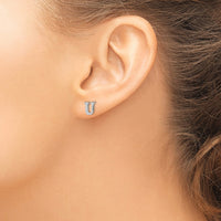 Sterling Silver Rhodium-plated Letter U Initial Post Earrings