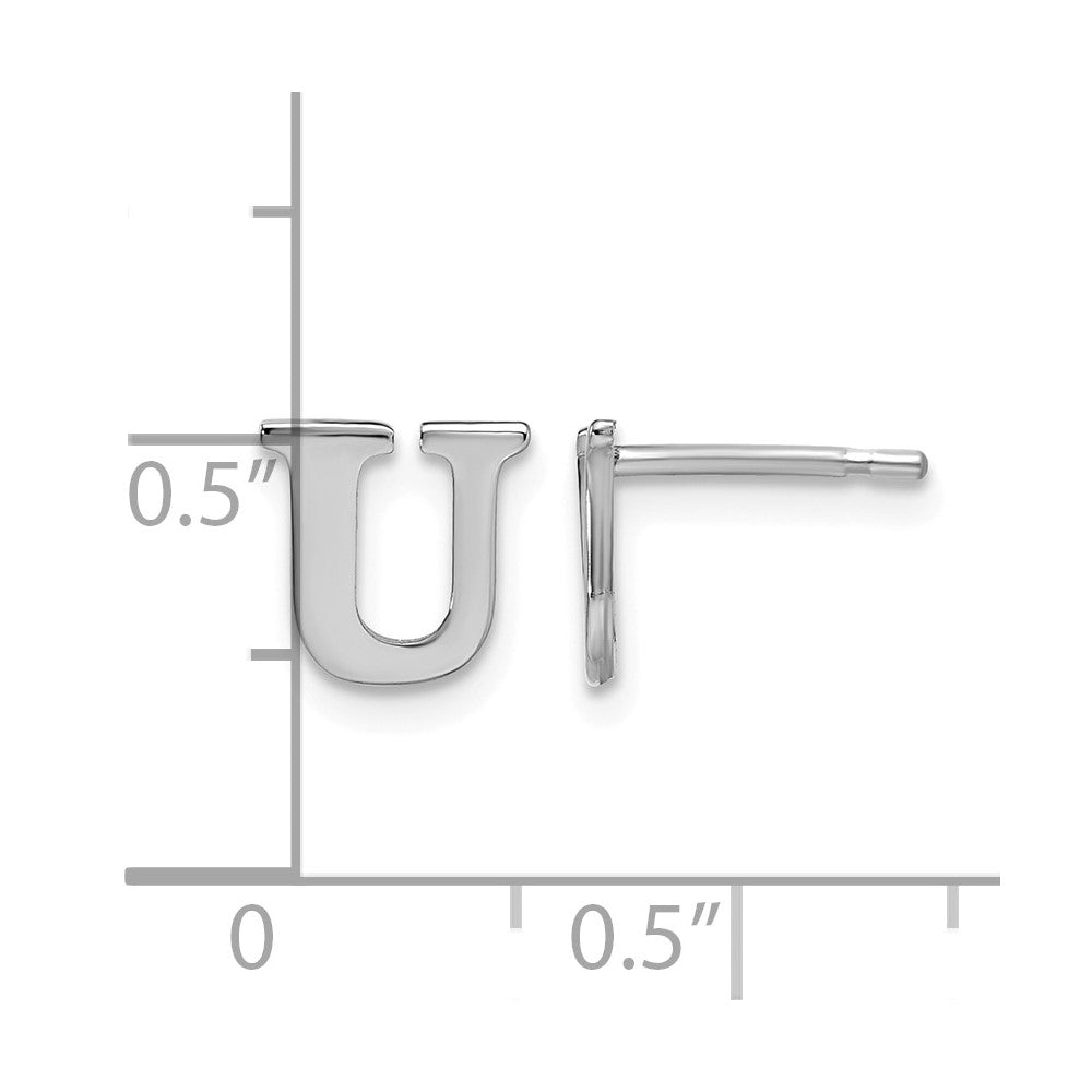 Sterling Silver Rhodium-plated Letter U Initial Post Earrings