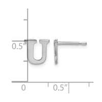 Sterling Silver Rhodium-plated Letter U Initial Post Earrings