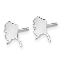 Sterling Silver/Rhodium-plated Alaska State Earrings
