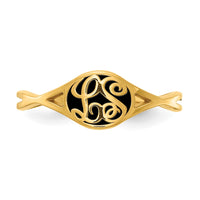 14k Yellow Gold Twisted Band with Epoxy Monogram Ring