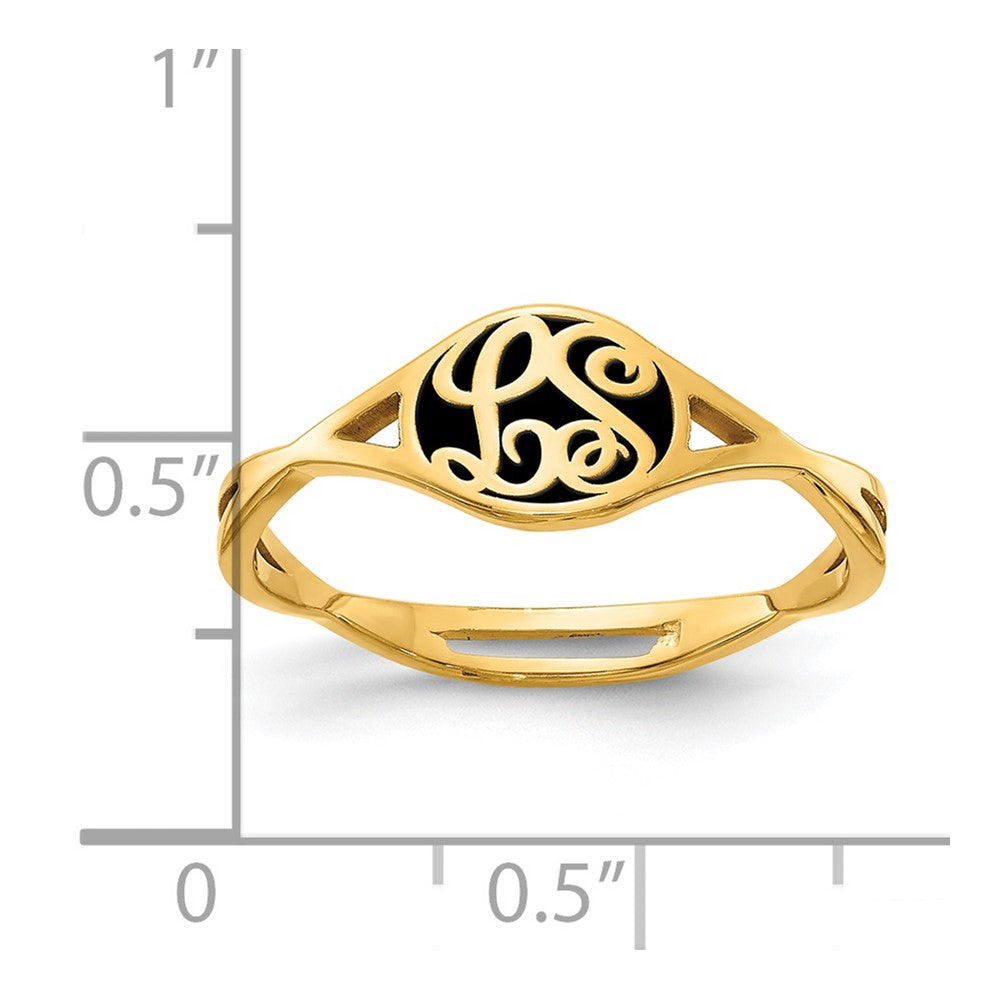 SS/Gold-plated Twisted Band with Epoxy Monogram Ring