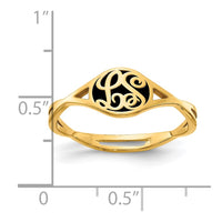 14k Yellow Gold Twisted Band with Epoxy Monogram Ring