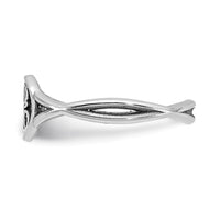 14k White Gold Twisted Band with Epoxy Monogram Ring