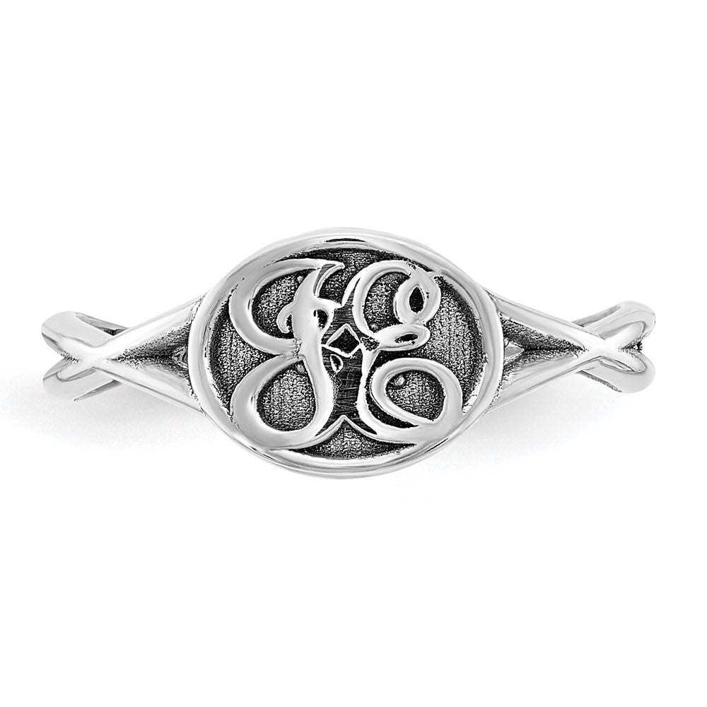 10k White Gold Twisted Band with Epoxy Monogram Ring