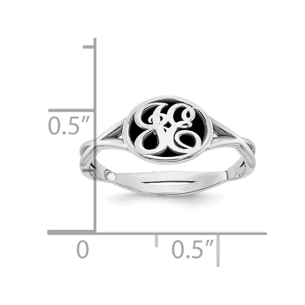 14k White Gold Twisted Band with Epoxy Monogram Ring
