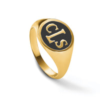 14k Yellow Gold with Epoxy Monogram Ring