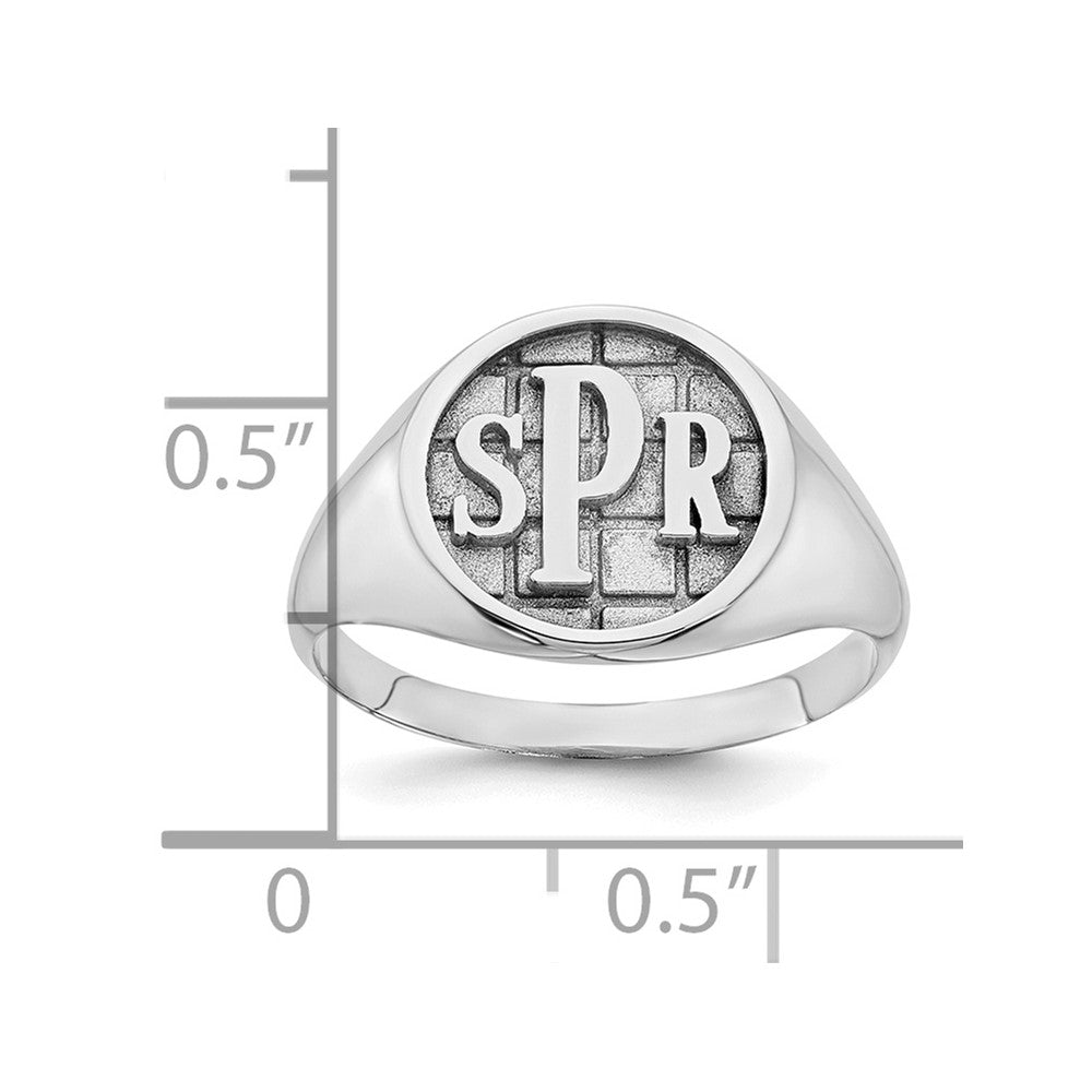 10k White Gold Textured Monogram Signet Ring
