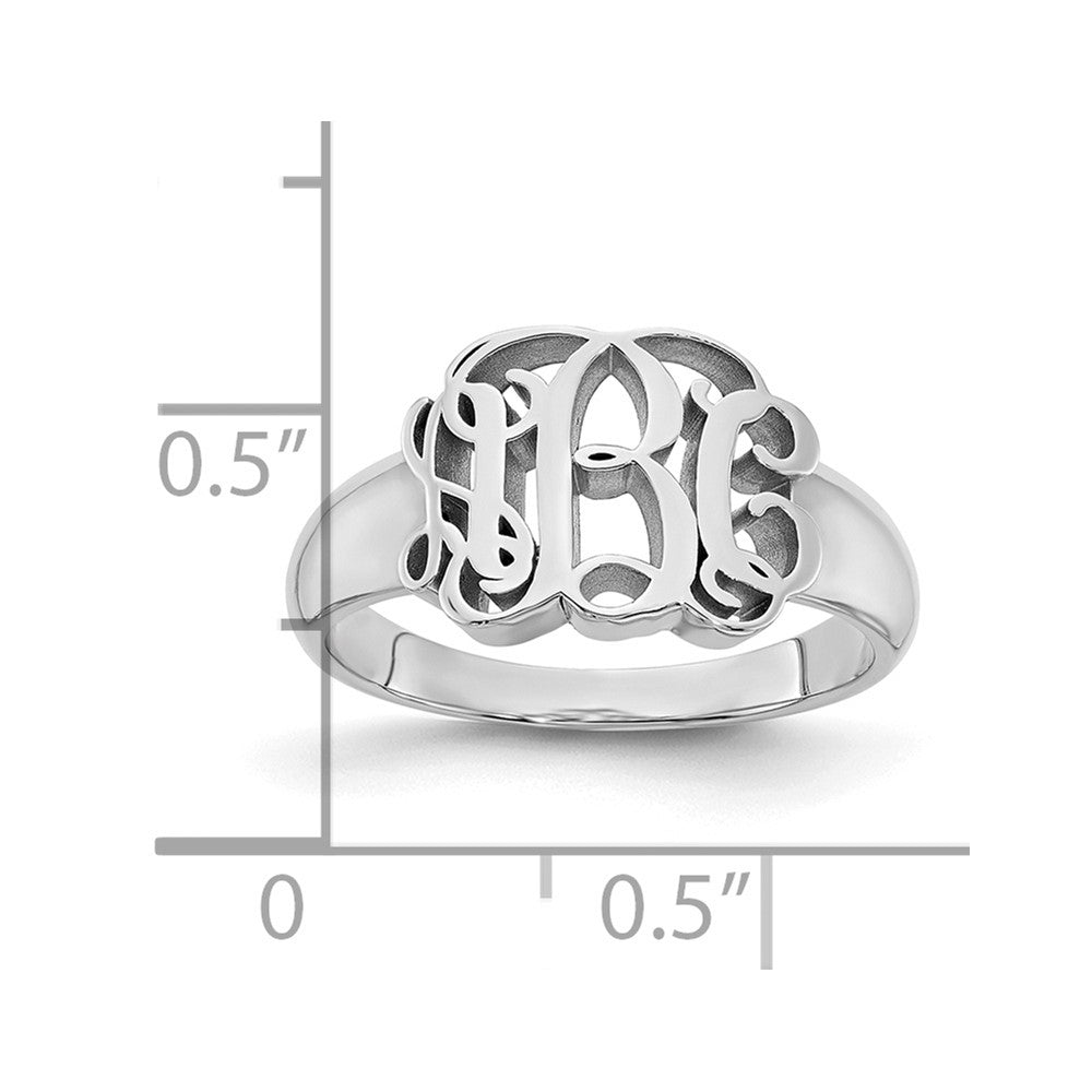 Sterling Silver/Rhodium-plated Monogram Ring