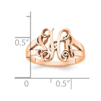 Sterling Silver/Rose-plated Monogram Ring