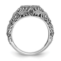 14k White Gold Filigree w/Epoxy and Birthstone Monogram Ring