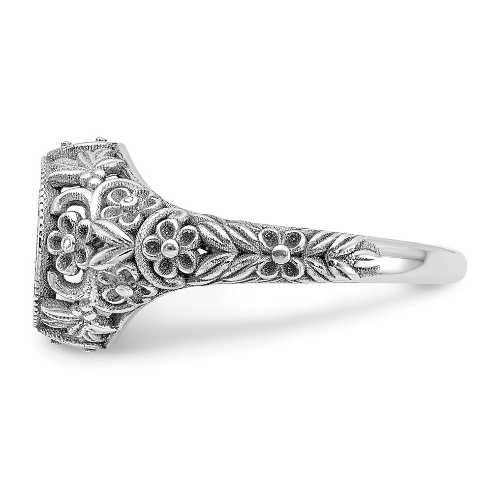 10k White Gold Filigree w/Epoxy and Birthstone Monogram Ring