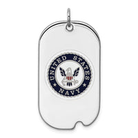 Sterling Silver Rhodium-plated U.S. Navy Dog Tag
