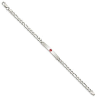 Sterling Silver Polished Medical Figaro Link ID Bracelet