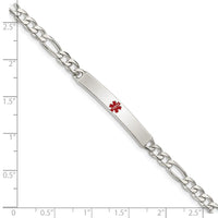 Sterling Silver Polished Medical Figaro Link ID Bracelet