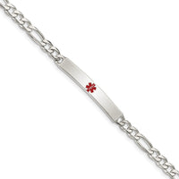 Sterling Silver Polished Medical Figaro Link ID Bracelet