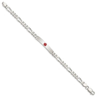 Sterling Silver Polished Medical Figaro Link ID Bracelet