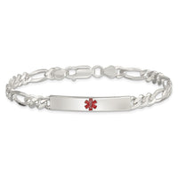 Sterling Silver Polished Medical Figaro Link ID Bracelet