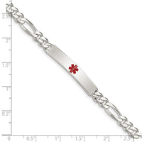 Sterling Silver Polished Medical Figaro Link ID Bracelet
