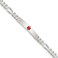 Sterling Silver Polished Medical Figaro Link ID Bracelet