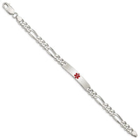 Sterling Silver Polished Medical Figaro Link ID Bracelet