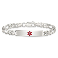 Sterling Silver Polished Medical Figaro Link ID Bracelet