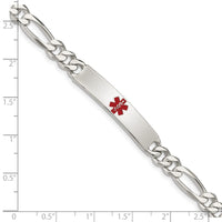 Sterling Silver Polished Medical Figaro Link ID Bracelet