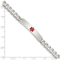 Sterling Silver Polished Medical Curb Link ID Bracelet