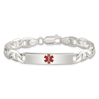 Sterling Silver Polished Medical Anchor Link ID Bracelet