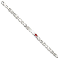 Sterling Silver Polished Medical Anchor Link ID Bracelet