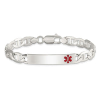 Sterling Silver Polished Medical Anchor Link ID Bracelet