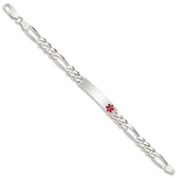 Sterling Silver Polished Medical Figaro Link ID Bracelet