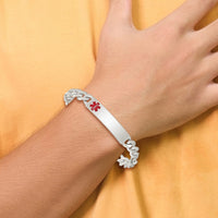 Sterling Silver Polished Medical Figaro Link ID Bracelet