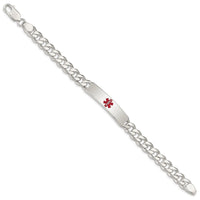 Sterling Silver Polished Medical Curb Link ID Bracelet
