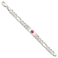 Sterling Silver Polished Medical Figaro Link ID Bracelet
