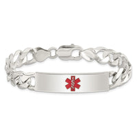 Sterling Silver Polished Medical Figaro Link ID Bracelet