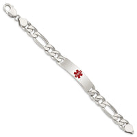 Sterling Silver Polished Medical Figaro Link ID Bracelet